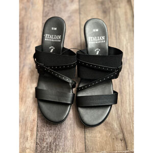 NEW Italian Shoemakers Black Wedge Sandals Size 11